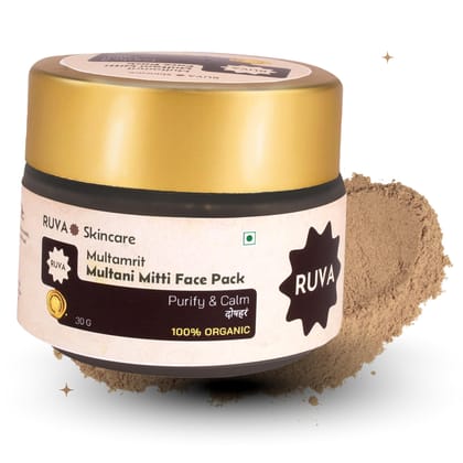 RUVA Ayurvedic Multani Mitti Face Pack | Sun-Dried Sacred Clay Mask for Oily Skin, Pores & Acne Detox | For All Skin Types � Men & Women