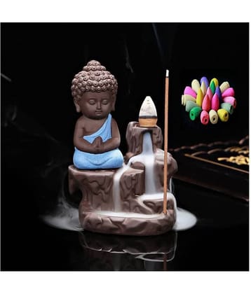 DEDHAS Smoke Buddha Blue With10pcCone Resin Ganesha Idol 12 x 7 cms Pack of 1