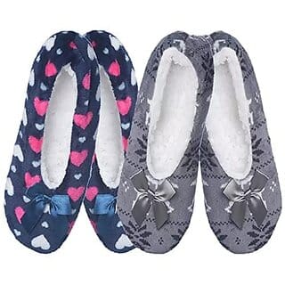 (Pack of 2) Minha Womens Woolen Slipper Socks for Winter Multicolor - 2 Pair