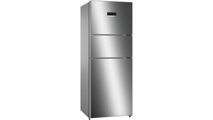 Bosch 302L, 3 Star, MaxFlex Convert Frost Free Triple Door Refrigerator | 8-in-1 Convertible Storage Modes | 57L Extra Convertible Zone | Cool Extend up to 18 hours (CMC33K03NI, Smokey Steel) Bosch 302L, 3 Star, MaxFlex Convert Frost Free Triple Door Ref