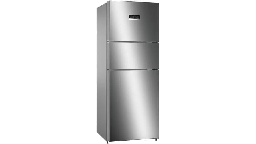 Bosch 302L, 3 Star, MaxFlex Convert Frost Free Triple Door Refrigerator | 8-in-1 Convertible Storage Modes | 57L Extra Convertible Zone | Cool Extend up to 18 hours (CMC33K03NI, Smokey Steel) Bosch 302L, 3 Star, MaxFlex Convert Frost Free Triple Door Ref