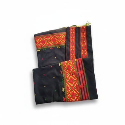 Ethnic Black Saree with Geometric Border