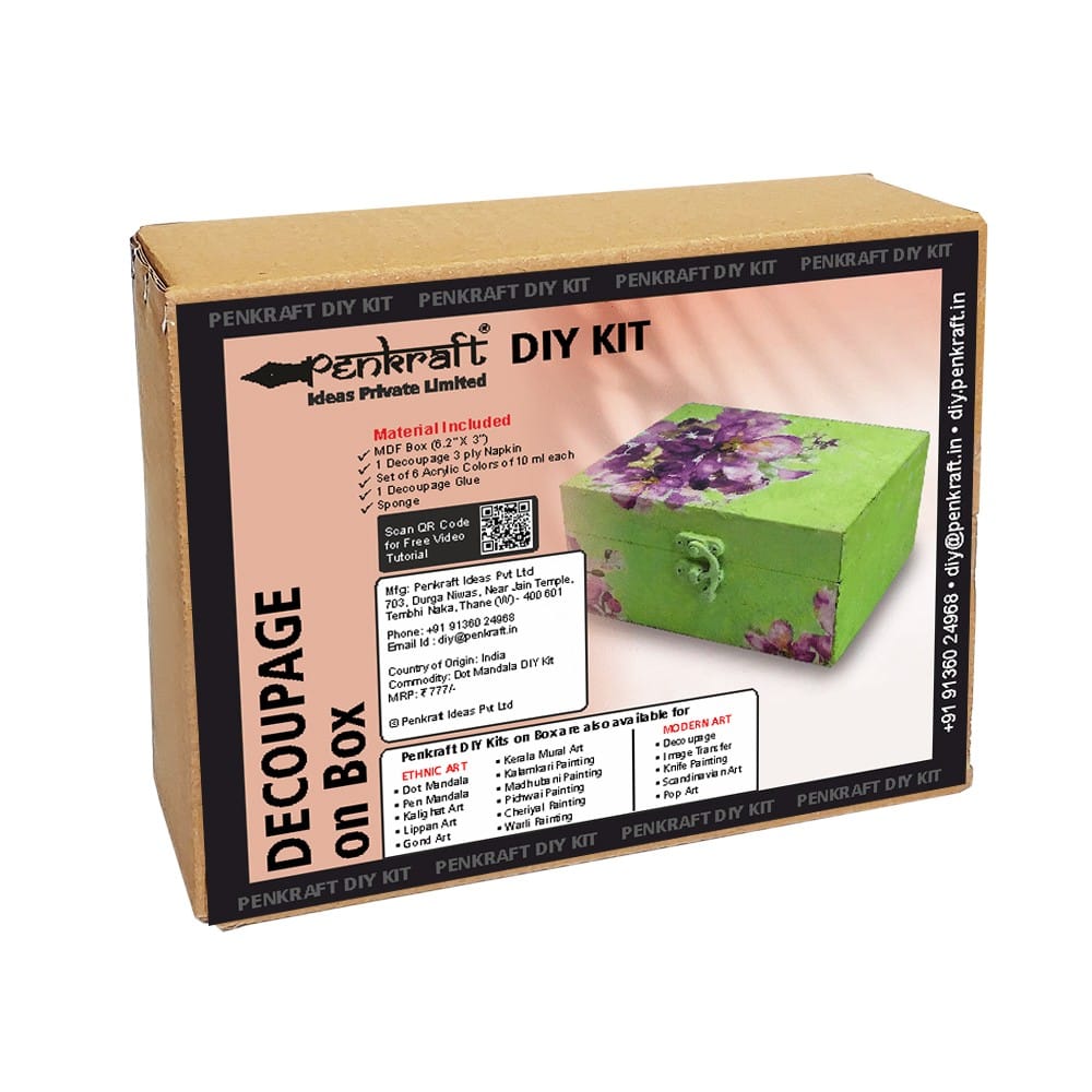 Decoupage Art on MDF box  DIY Kit by Penkraft