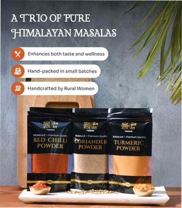Pure Himalayan Spices - Turmeric, Coriander & Red Chilli Powder