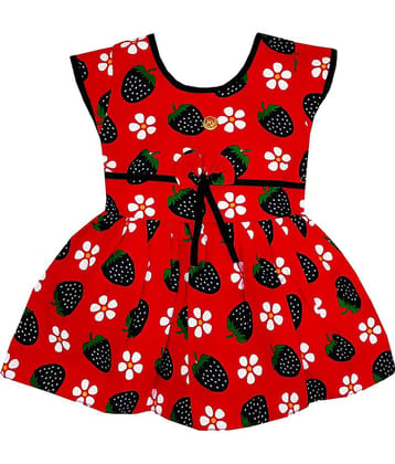 LITTLE PANDA 100% Cotton Skater For Girls ( Pack of 1 , Red )