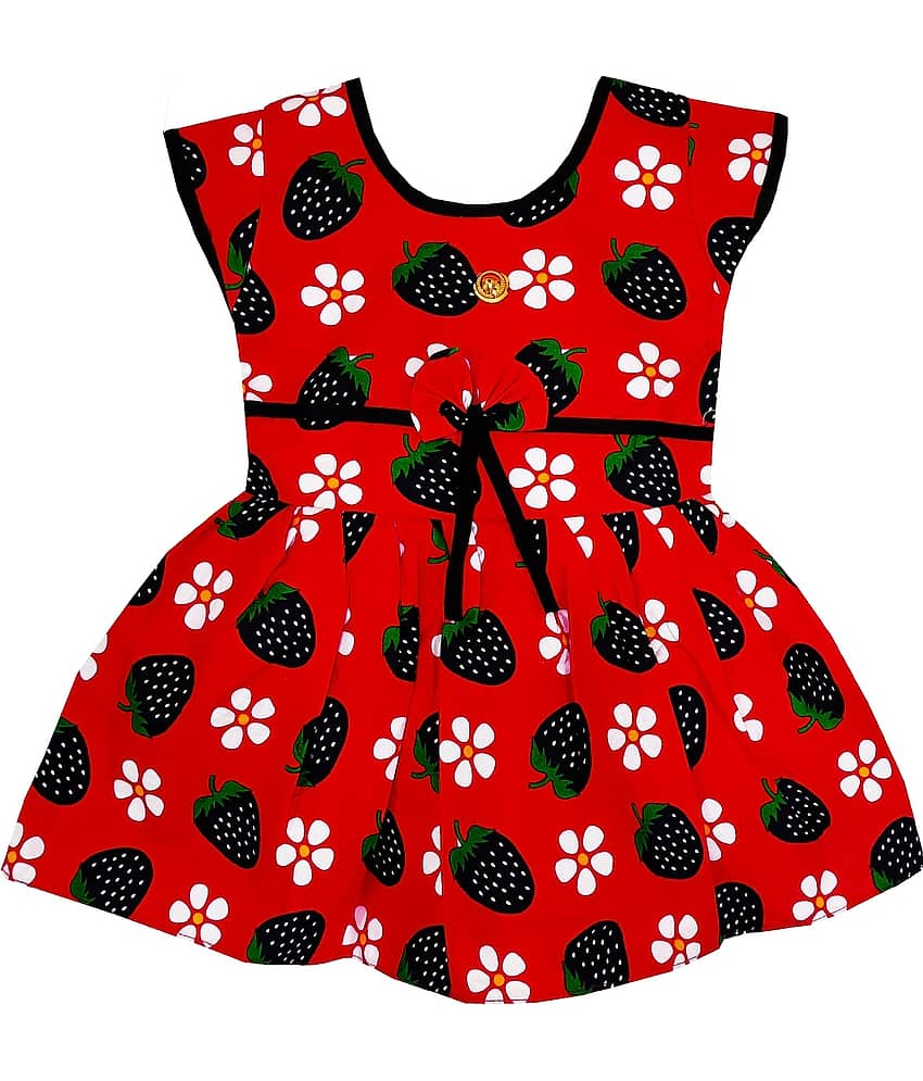 LITTLE PANDA 100% Cotton Skater For Girls ( Pack of 1 , Red )