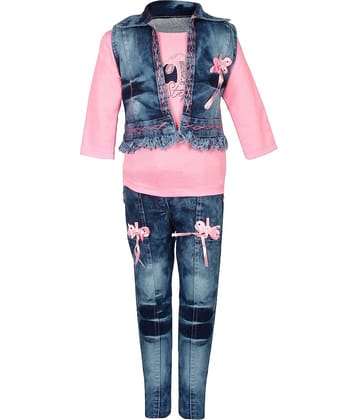 Arshia Fashions Pack of 1 Girls Denim Top With Jeans ( Yellow )