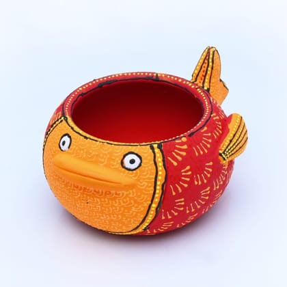 DECOREER Terracotta Fish Tealight Holder Set of 3
