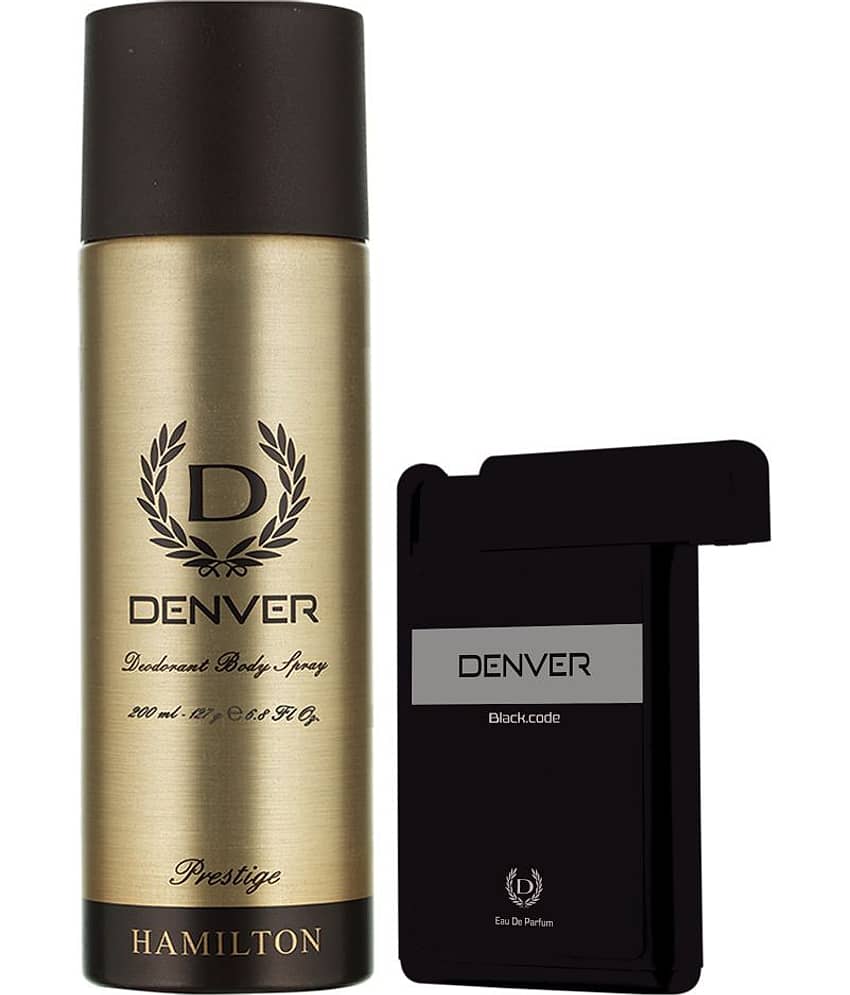 Denver Prestige Deo - 200ML & Black Code Pocket Perfume - 18ML (Combo Pack of 2)