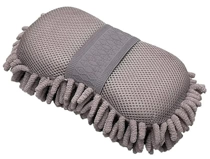 Car Washing Sponge Brush | Microfiber Car Wash & Dry Cleaning Accessories | Perfect for Car, Bike, Kitchen Cleaning Tool | Soft Smooth Scratch Free Duster(Grey)