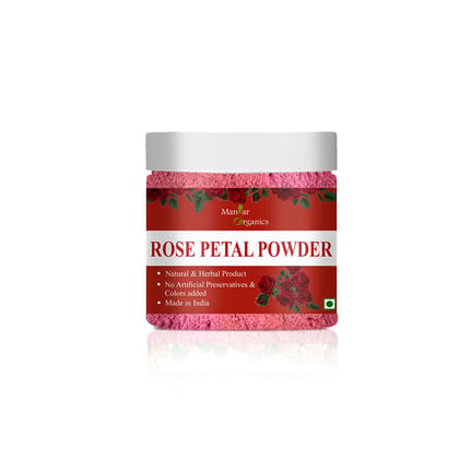 ManHar Organics Rose Petal Powder Jar 100gm | Pure & Natural | For Glowing Skin, Face Packs & Hair Care | No Additives | Herbal Beauty Ingredient