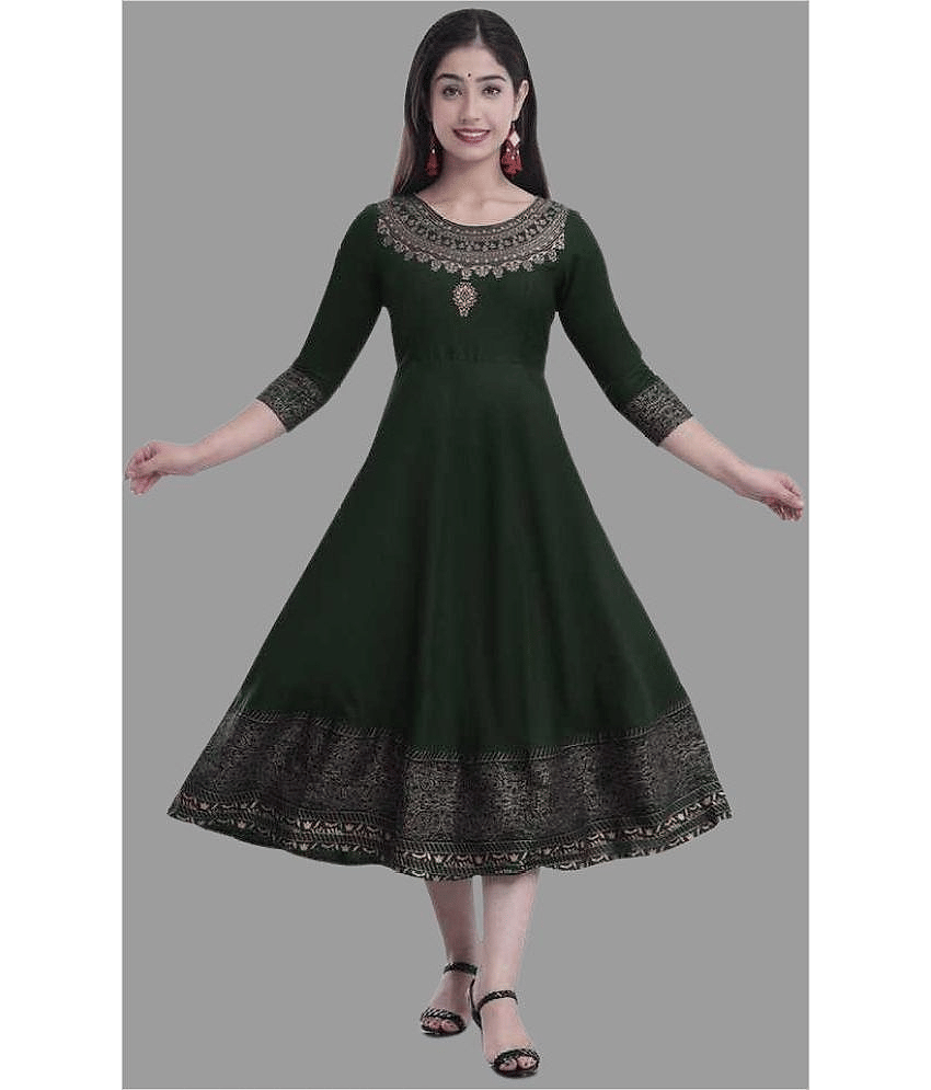 SIPET - Green Rayon Women's Anarkali Kurti ( Pack of 1 )