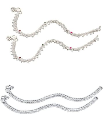 HEER COLLECTION - Silver Anklets ( Pack of 2 )