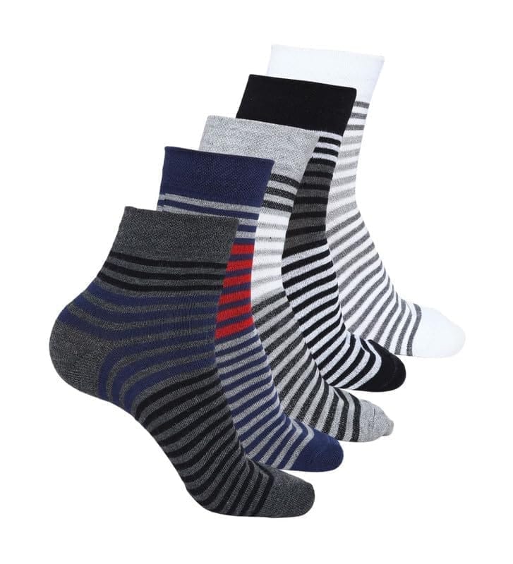 5 Pairs Men's Casual Cotton Blended Printed Mid-Calf length Socks (Assorted)-PID47588