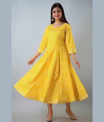 Lee Moda - Yellow Cotton Blend Women's Flared Kurti ( Pack of 1 )