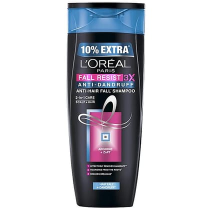 Loreal Paris Fall Resist 3X Anti-Dandruff Anti-Hair Fall Shampoo, 2-in-1 Care Scalp + Hair, 360 ml Loreal Paris Fall Resist 3X Anti-Dandruff Anti-Hair Fall Shampoo, 2-in-1 Care Scalp + Hair, 360 ml