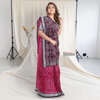 Tribal Motifs Sambalpuri Silk Saree