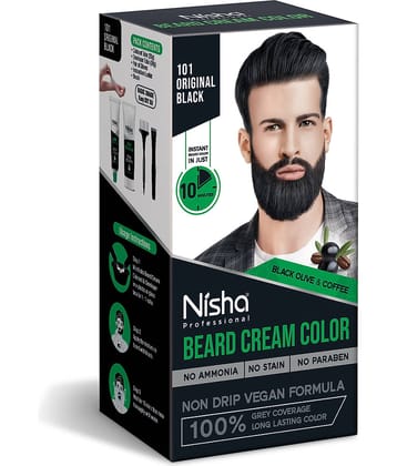 Nisha Beard Colour for Men Original Black 40g, Ammonia Free Beard Hair Color, Professional Beard Cream Hair Color Black