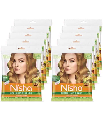 Nisha Creme Hair Color Honey Blonde 40g Pack of 10, Permanent Hair Colour for Women & Men, Long Lasting Hair Color