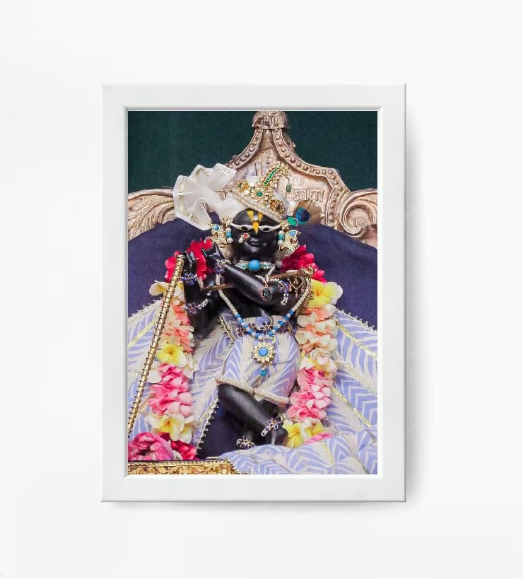 NOKKES Radha Raman Ji Vrindavan Radha Raman Thakur Ji White Photo Frames Religious Photo frame 5X7 Inch Photo Frame_QWW93