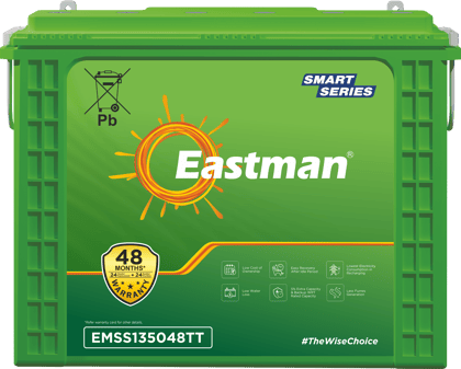 Eastman EMSS135048TT 135Ah Tall Tubular Inverter Battery | C20 Rating | Low Maintenance | 48-Month Warranty | Compatible with 700VA–2000VA Inverters