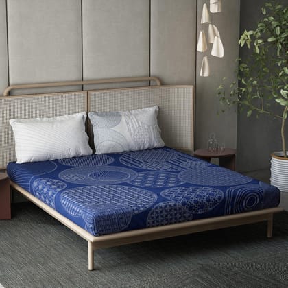 DDECOR - Indigo Moods Collection 100% Cotton Ethnic Pattern 136TC Super King |274 CM X 274 CM| Blue