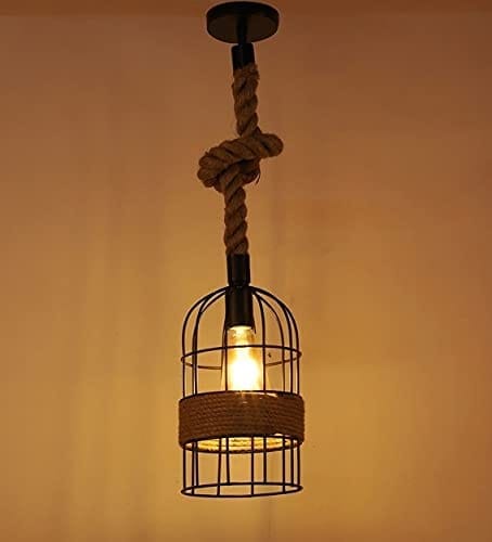 SPARKWORLD Decorative Hanging Pendant Lamp Classic Jaali Design with Rassi | Beige Finish | Ceiling Light for Home, Caf & Restaurants | Pack of 1 | Colour: Hanging Cage