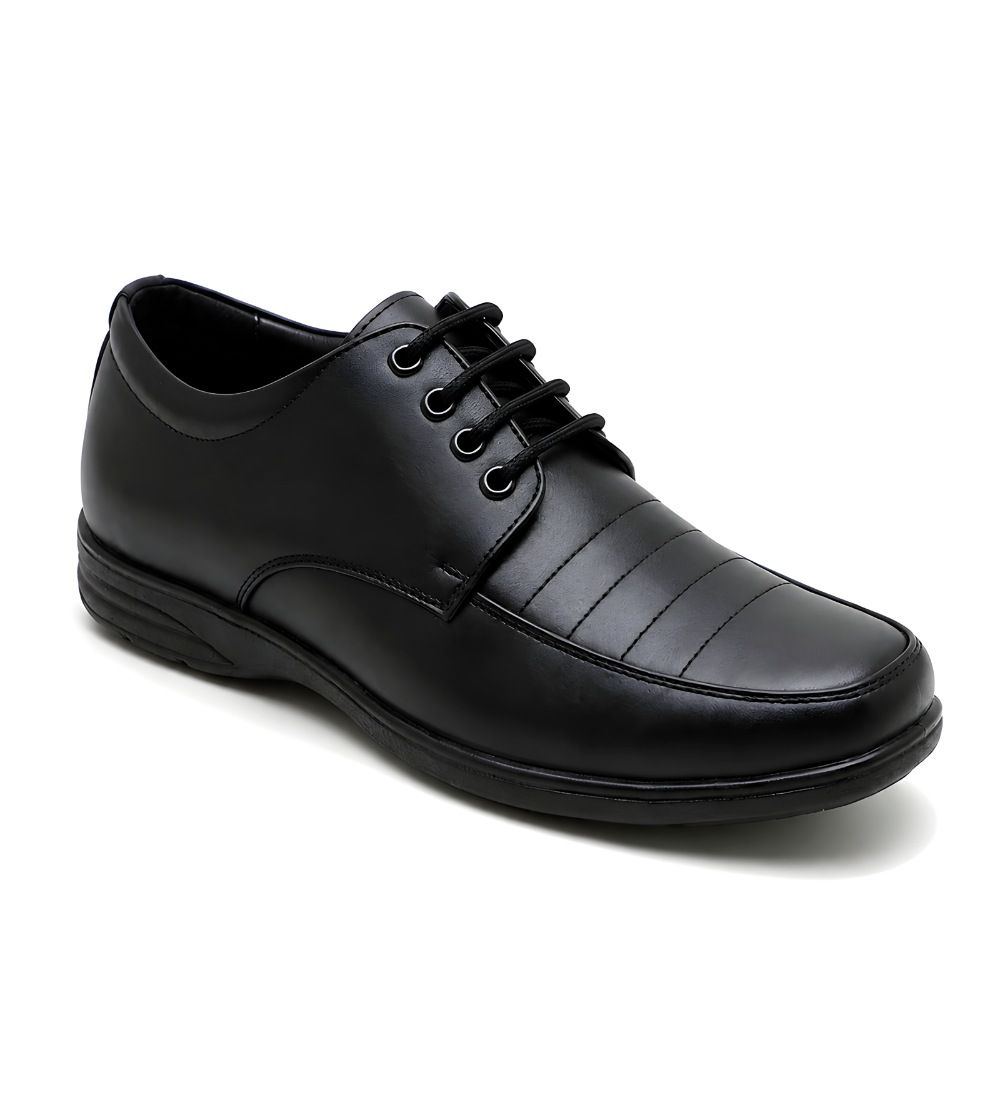 Men's Synthetic Leather Solid Lace-Up Formal Shoes (Black) - Style 67989