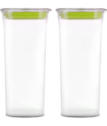 HomePro Fabio Airtight Transparent storage Plastic container pack of 2, Square, 1500ml, Green