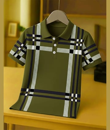 AUSK Men Cotton Blend Regular Fit Printed Polo T Shirt ( Blue )