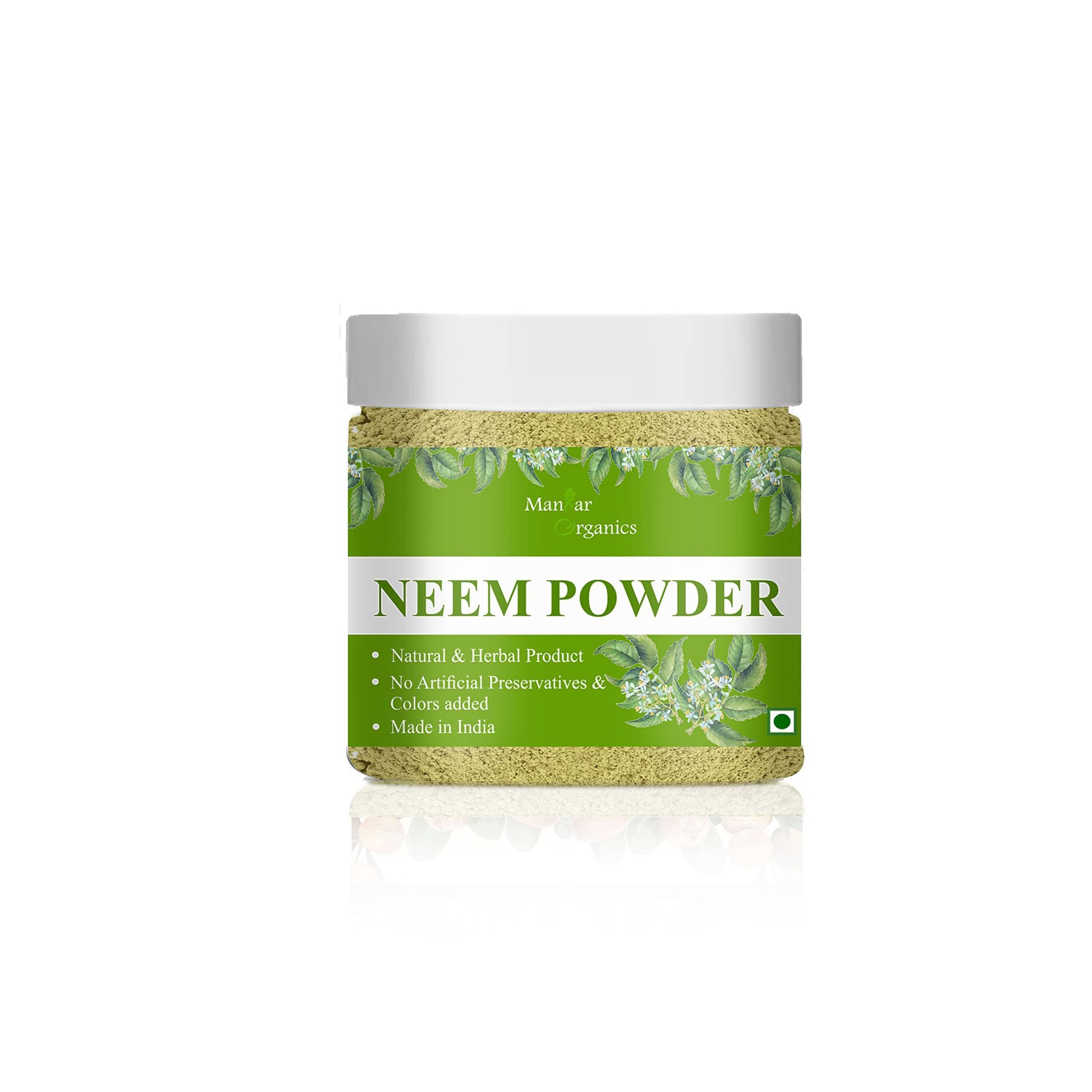ManHar Organics Neem Powder jar 100gm | Pure & Natural | Herbal Skin & Hair Care Remedy | Fights Acne, Dandruff & Scalp Issues | No Additives