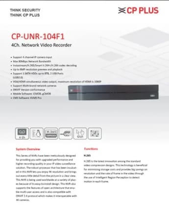 CP Plus UNR-104F1 4Ch Network Video Recorder