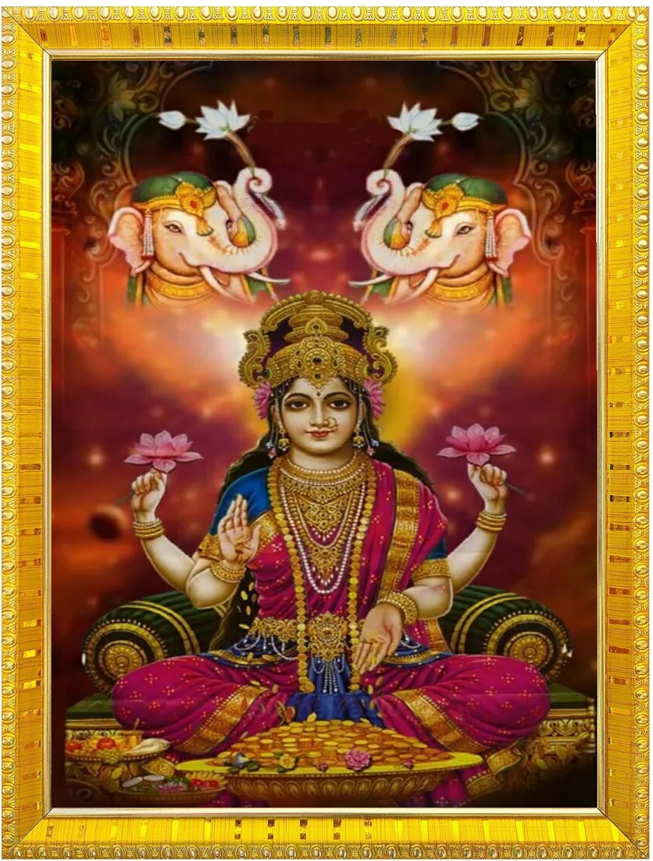 NOKKES Laxmi Devi Maa Mata Photo Frames Religious Photo frame 5X7 Inch Photo Frame_W56