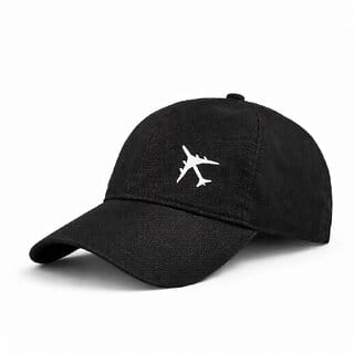 Unisex Baseball Cap with Steel Ring Nylon Back Closure  100 Cotton  Airplane Embroidery  Free Size  Oat Beige, Midn