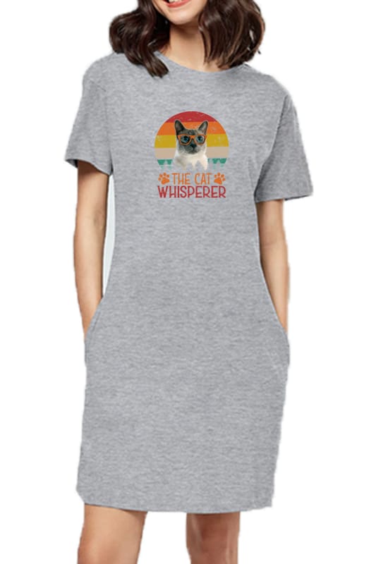 T-shirt Dress With Pockets - The Cat Whisperer (2 Colours) (Slim Fit)