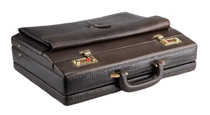 BRAND LEATHER 25 L Luxury Golden Lock Genuine Leather Folding Briefcase with 360 Days Warranty (Wood 1) BRAND LEATHER 25 L Luxury Golden Lock Genuine Leather Folding Briefcase with 360 Days Warranty (Wood 1) - WOOD 1 / L