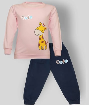 CATCUB Pack of 1 Boys Cotton Blend T-Shirt & Pants Set ( Pink )