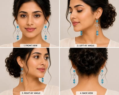 Kaantiva Women Silver-Plated Turquoise Beaded Dangle Earrings with Crystal Accents