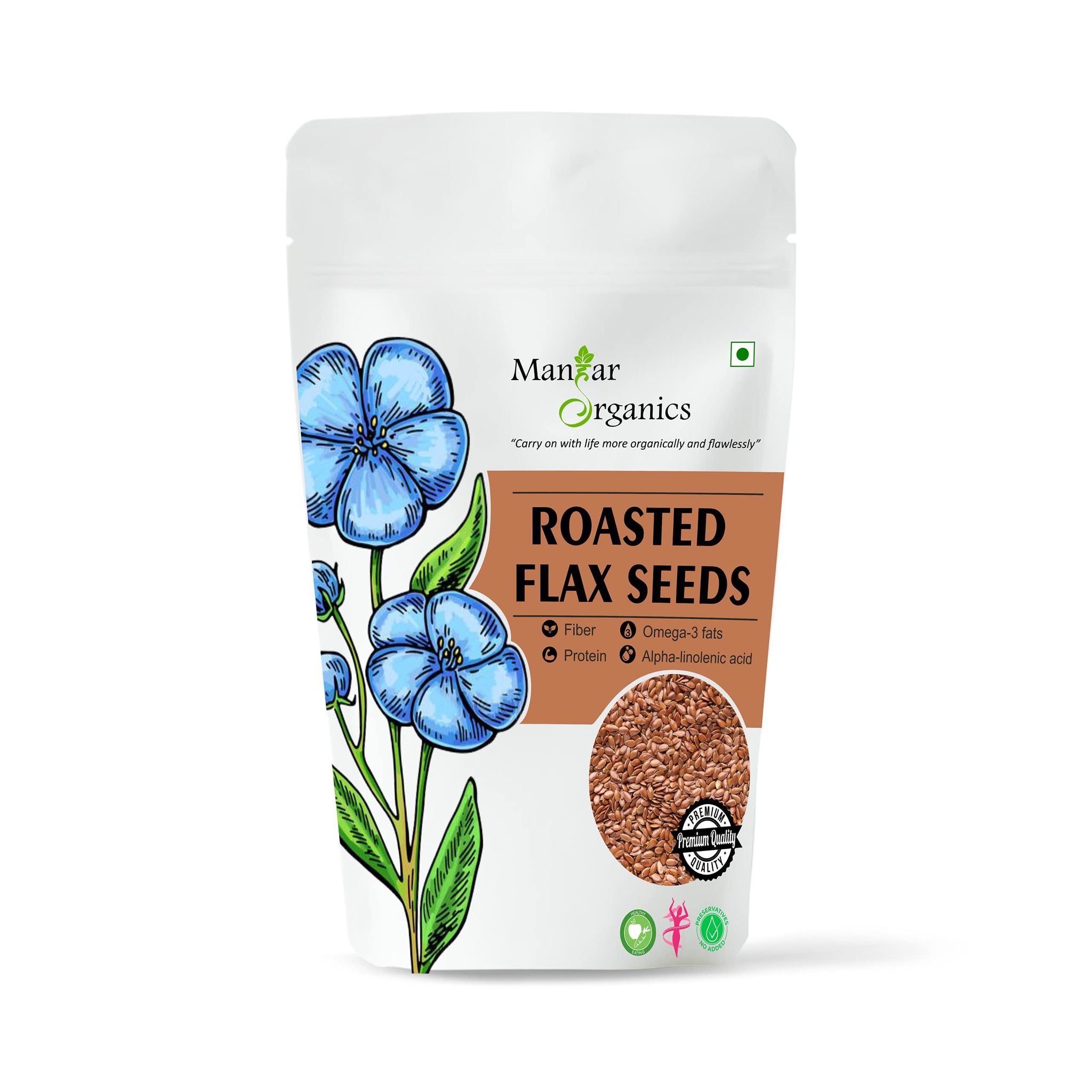 ManHar Organics Roasted Flax Seeds 1kg - Alsi Seeds for Weight Loss, Diet Food (Roasted Flax Seeds, 1Kg)