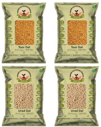 Sedya Premium Toor Dal & Urad Dal Combo | Unpolished, Protein Rich | 2kg (1kg Each)