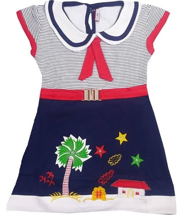 LITTLE PANDA Baby Girls Hoisery Frocks ( Navy )