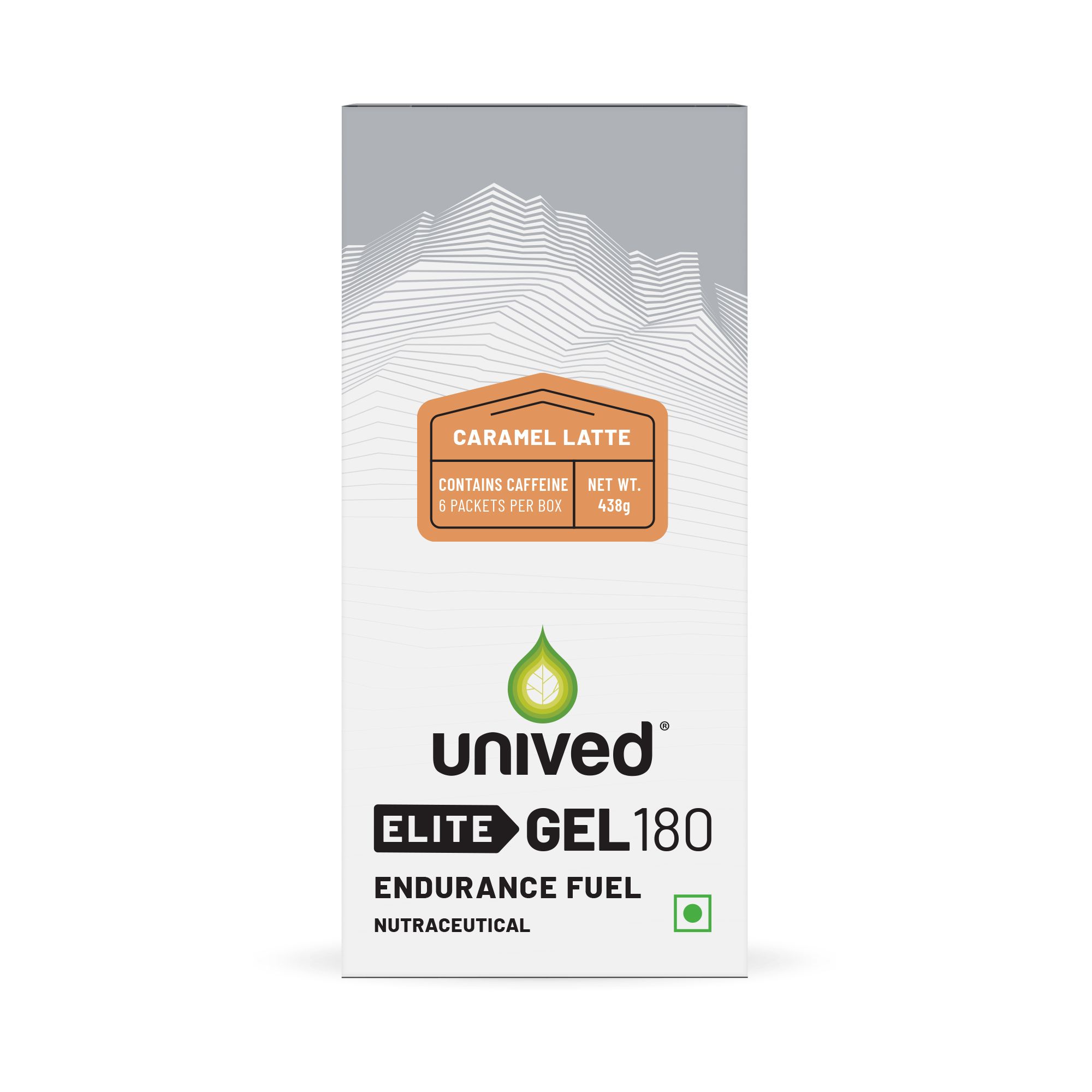 Unived Elite Gel 180 for Quick Energy, Stamina & Recovery Caramel Latte