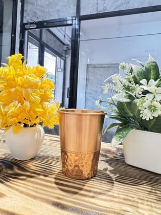Handcrafted Half Dotted Copper Glass (200 ml) (Set of 1) - Eco-Friendly, and Stylish Water Vessel for a Sustainable, Daily Hydration and Health-Conscious Lifestyle. Handcrafted Half Dotted Copper Glass (200 ml) (Set of 1) - Eco-Friendly, and Stylish Water Vessel for a Sustainable, Daily Hydration and Health-Conscious Lifestyle.
