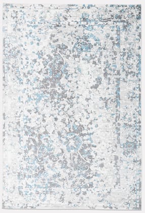 Neu Looms Iris Area Rug Elegant Grey and Sky-Blue Flower Design Neu Looms Iris Area Rug Elegant Grey and Sky-Blue Flower Design