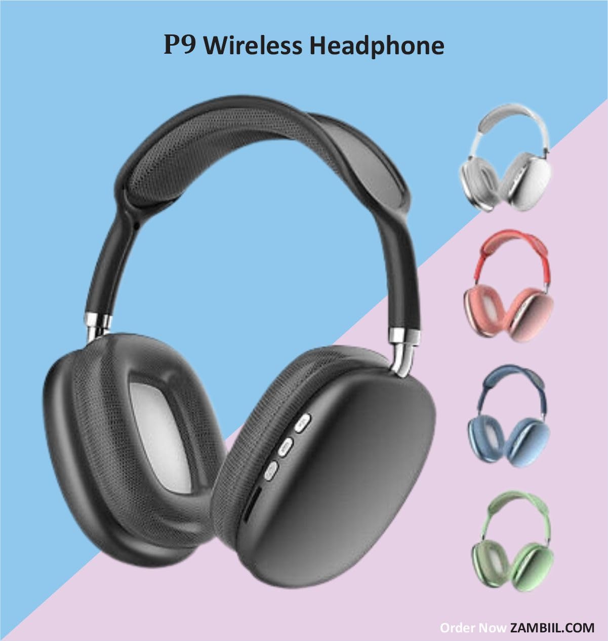 P9 Bluetooth Wireless On-Ear Headphones with Active Noise Cancellation, 4 Hours Playtime, IPX4 Sweat Resistant, Built-in Mic Multicolour