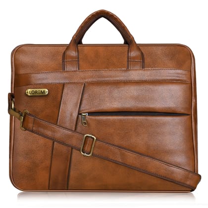 LOREM Tan Color Faux Leather 10L Laptop Messenger Bag For Men & Women BG04 LOREM Tan Color Faux Leather 10L Laptop Messenger Bag For Men & Women BG04