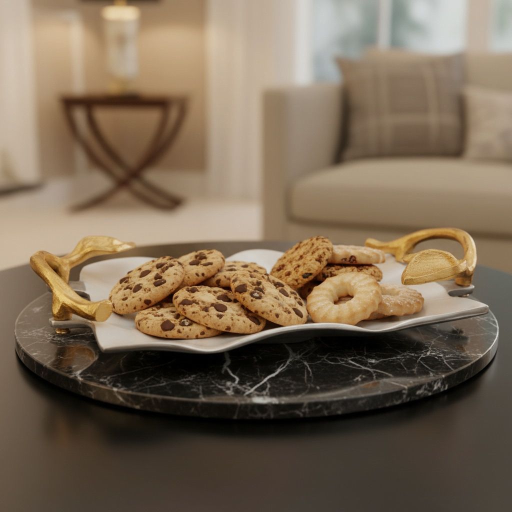 Aluminium Decorative Square Shape Tray White & Silver (AMAS3169/12)