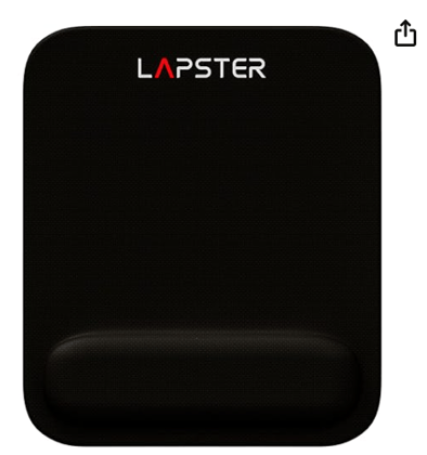 Lapster Black Ergonomic Mousepad with Gel Wrist Rest and Memory Foam | Comfortable Support for Gaming, Computer, Laptop, Home & Office Use | Non-Slip Base