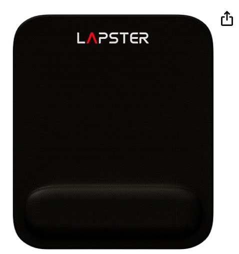 Lapster Black Ergonomic Mousepad with Gel Wrist Rest and Memory Foam | Comfortable Support for Gaming, Computer, Laptop, Home & Office Use | Non-Slip Base