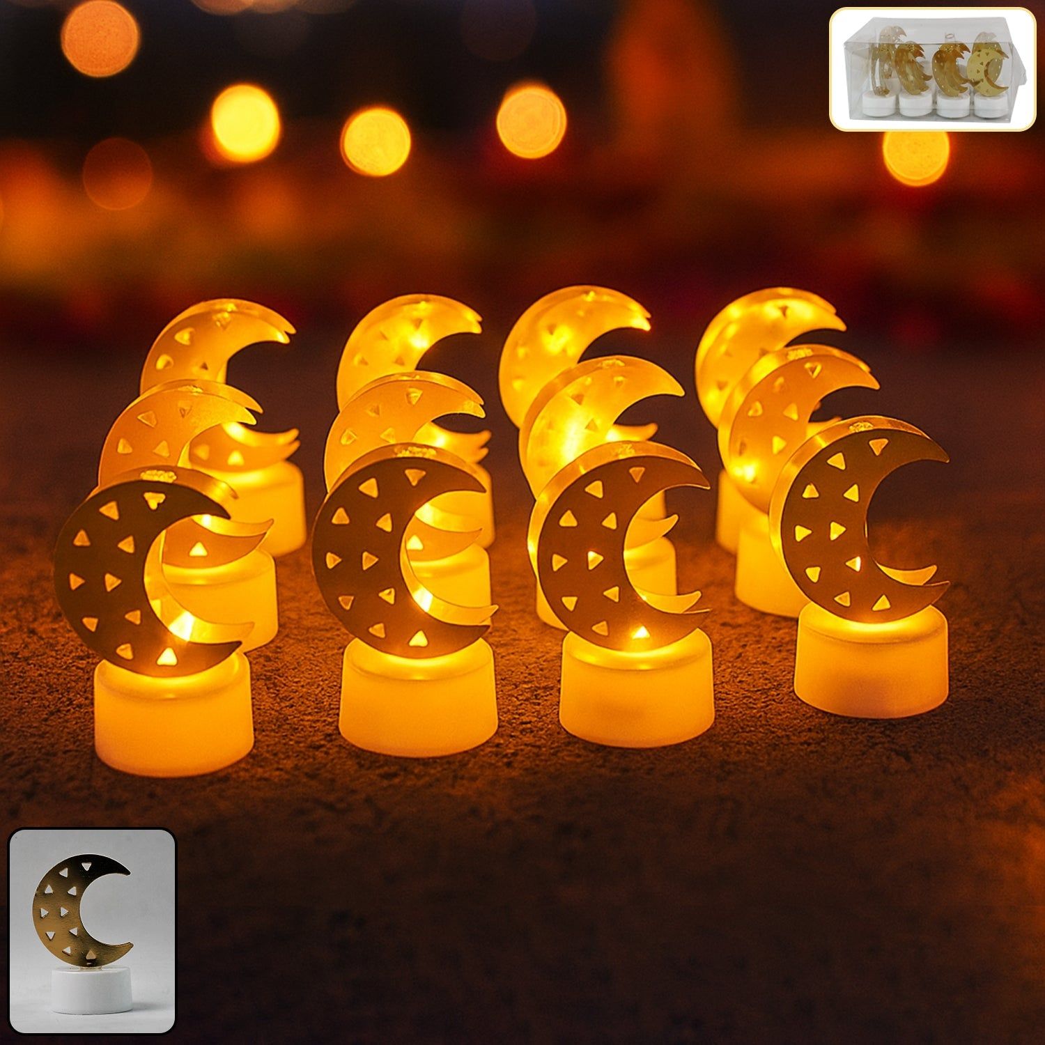Decorative Moon Shaped Flameless LED Candles (12 Pc)